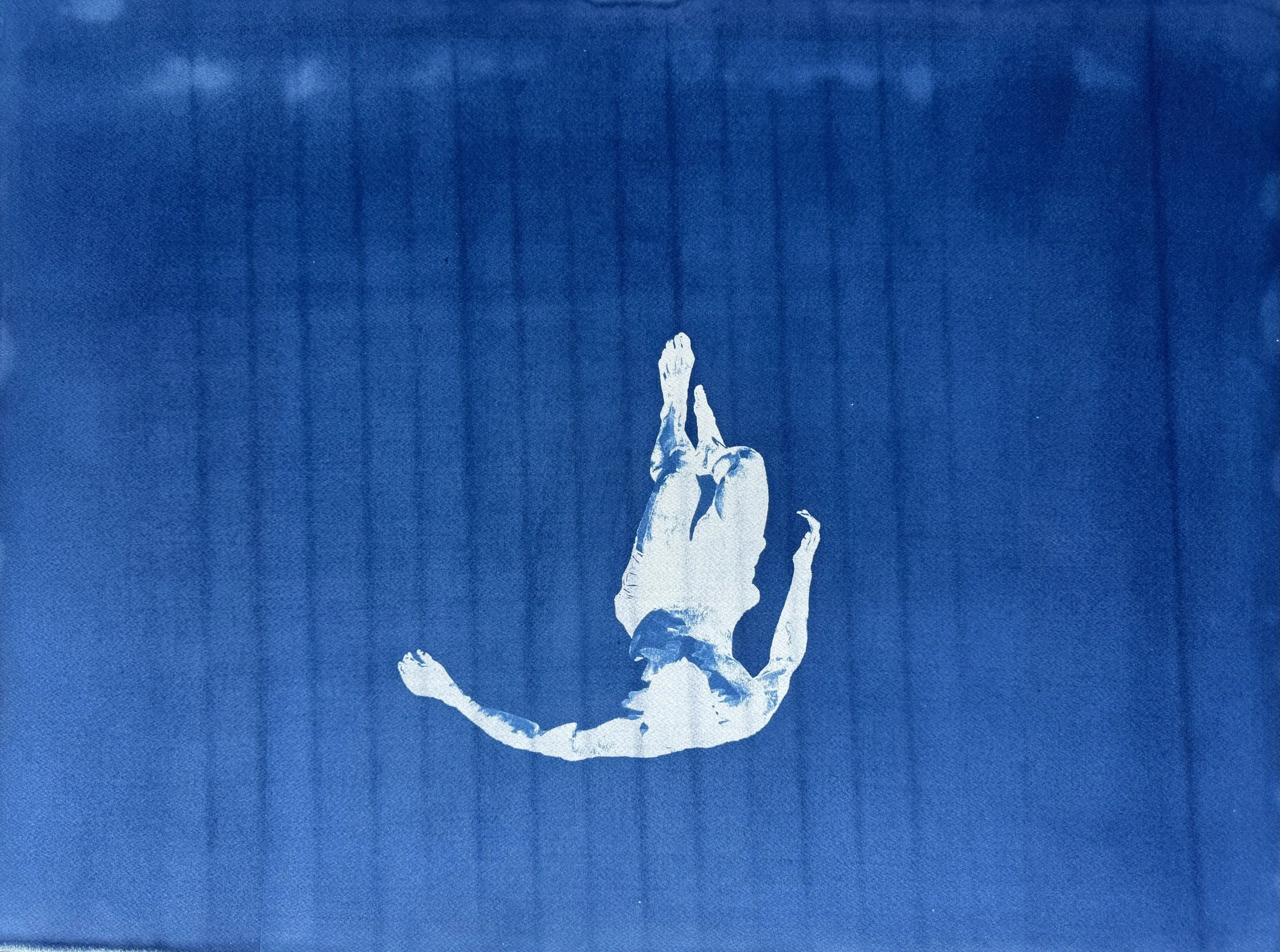 Falling I, 2025, Cyanotype on paper, 59.4 x 42 cm