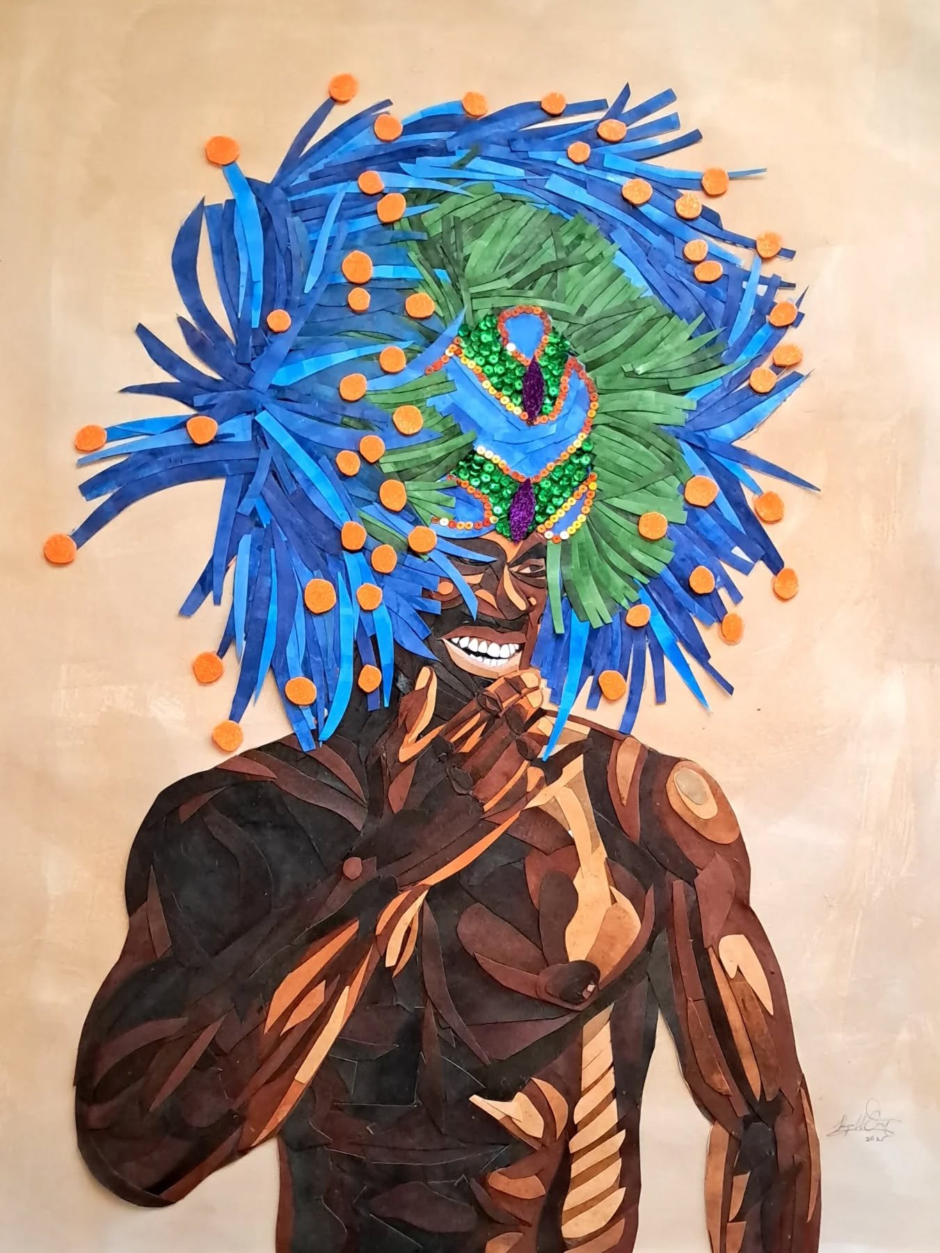 A lion's laurel upon his head
(2025)
paper, acrylic inks, sequin
18" x 24"