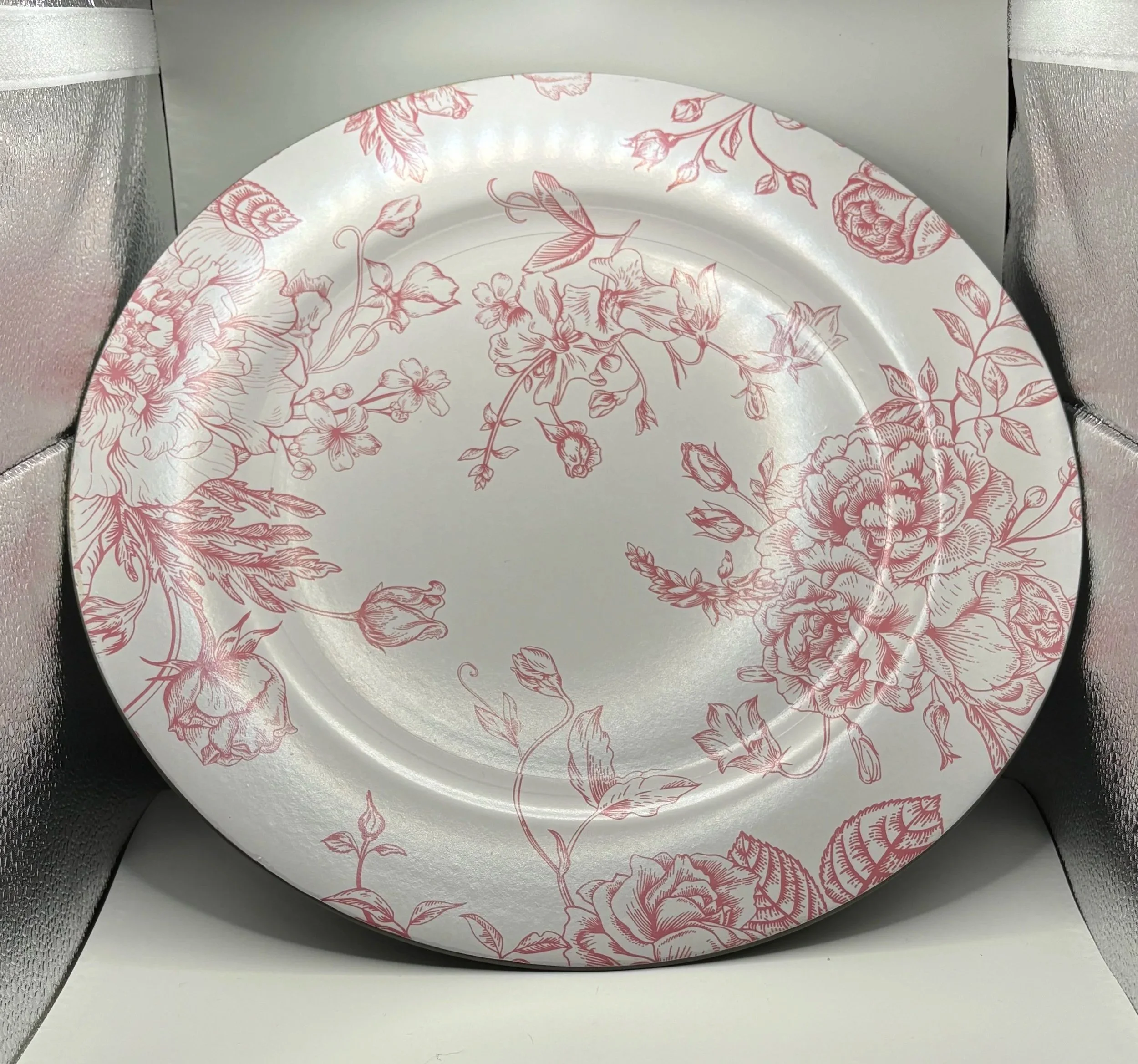 French Toile Pink Charger