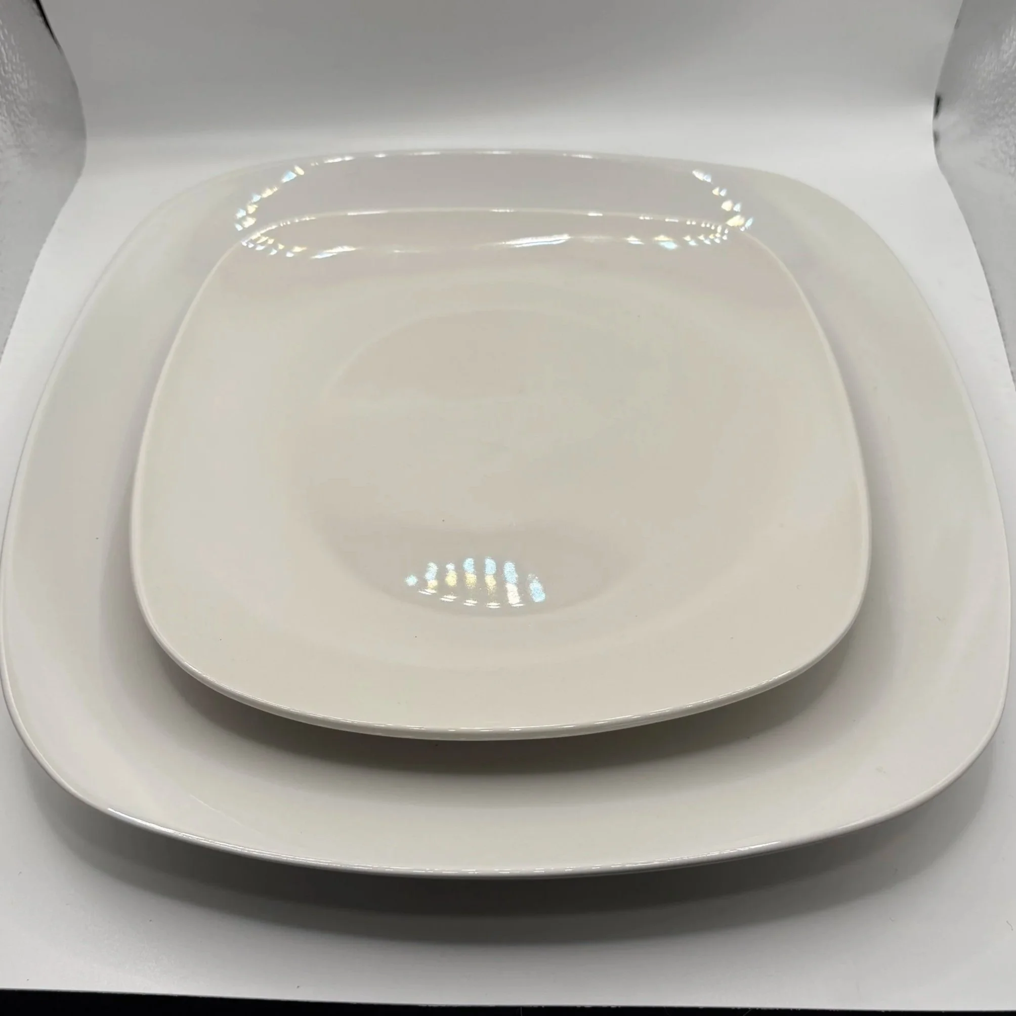 Off White Square Dinner/Salad Plate