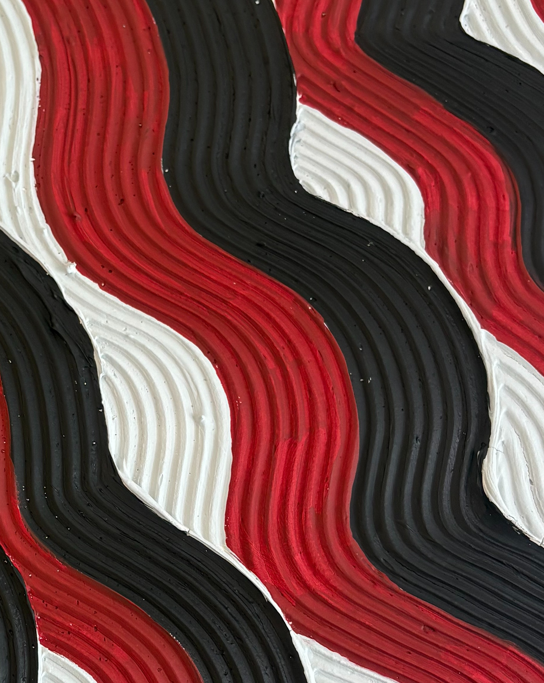 Garnet, Black, and white alternating swirls