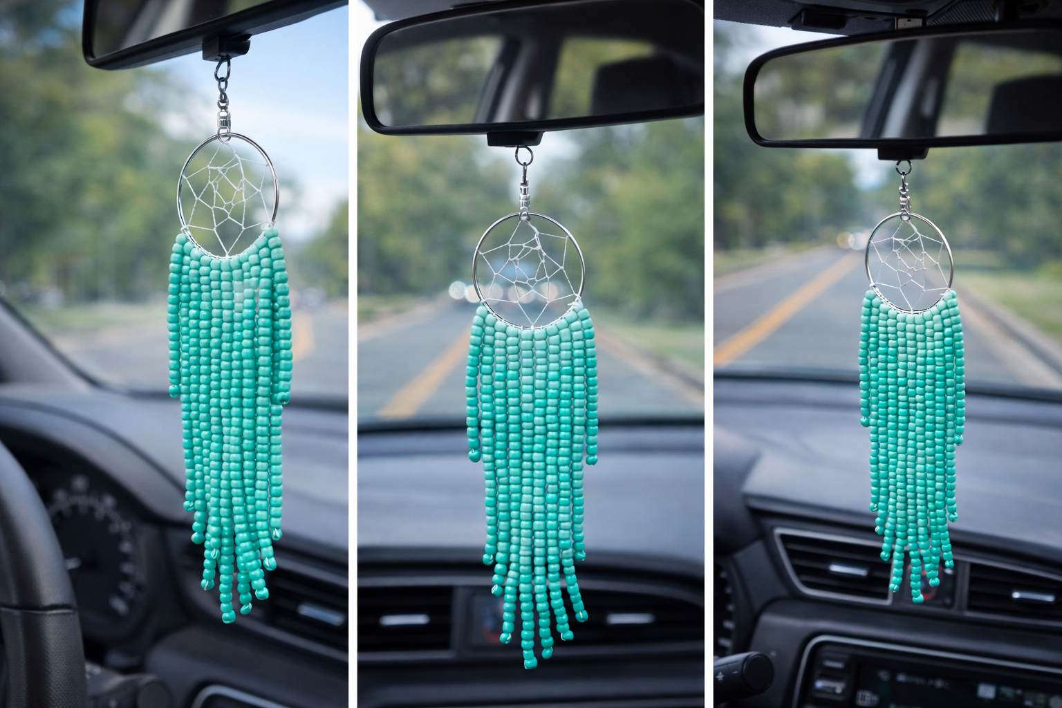 Handmade Turquoise Dream Catcher Car Charm