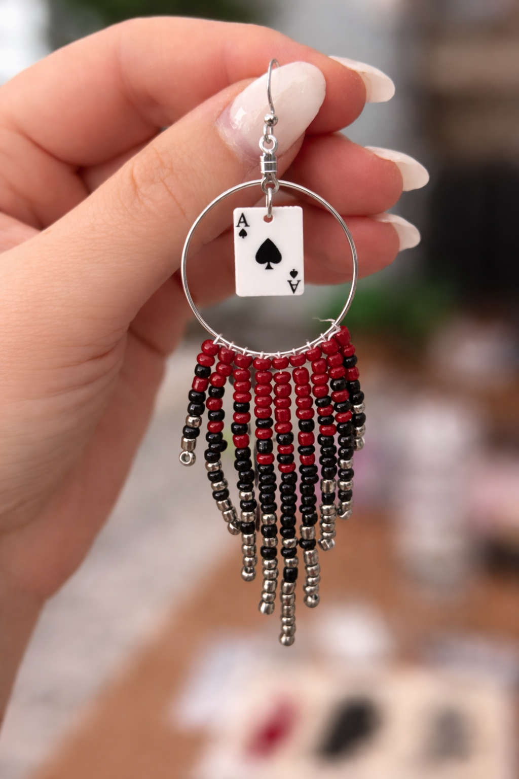 Poker Night Fringe Earrings