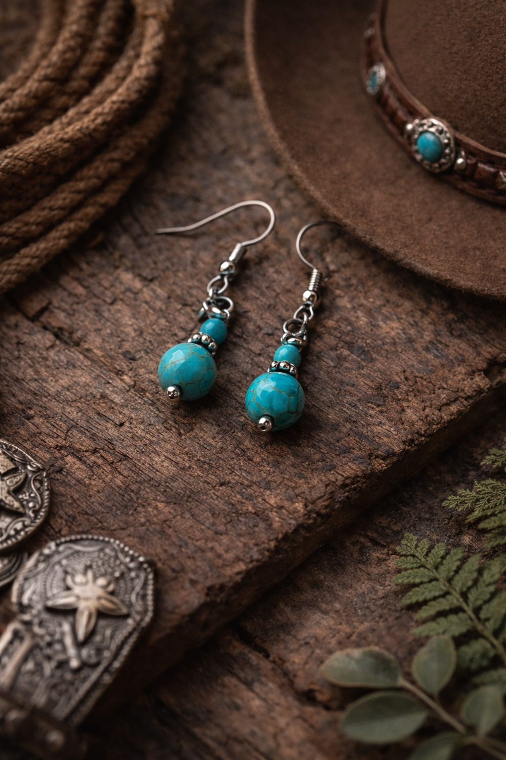2-Bead Turquoise Earrings