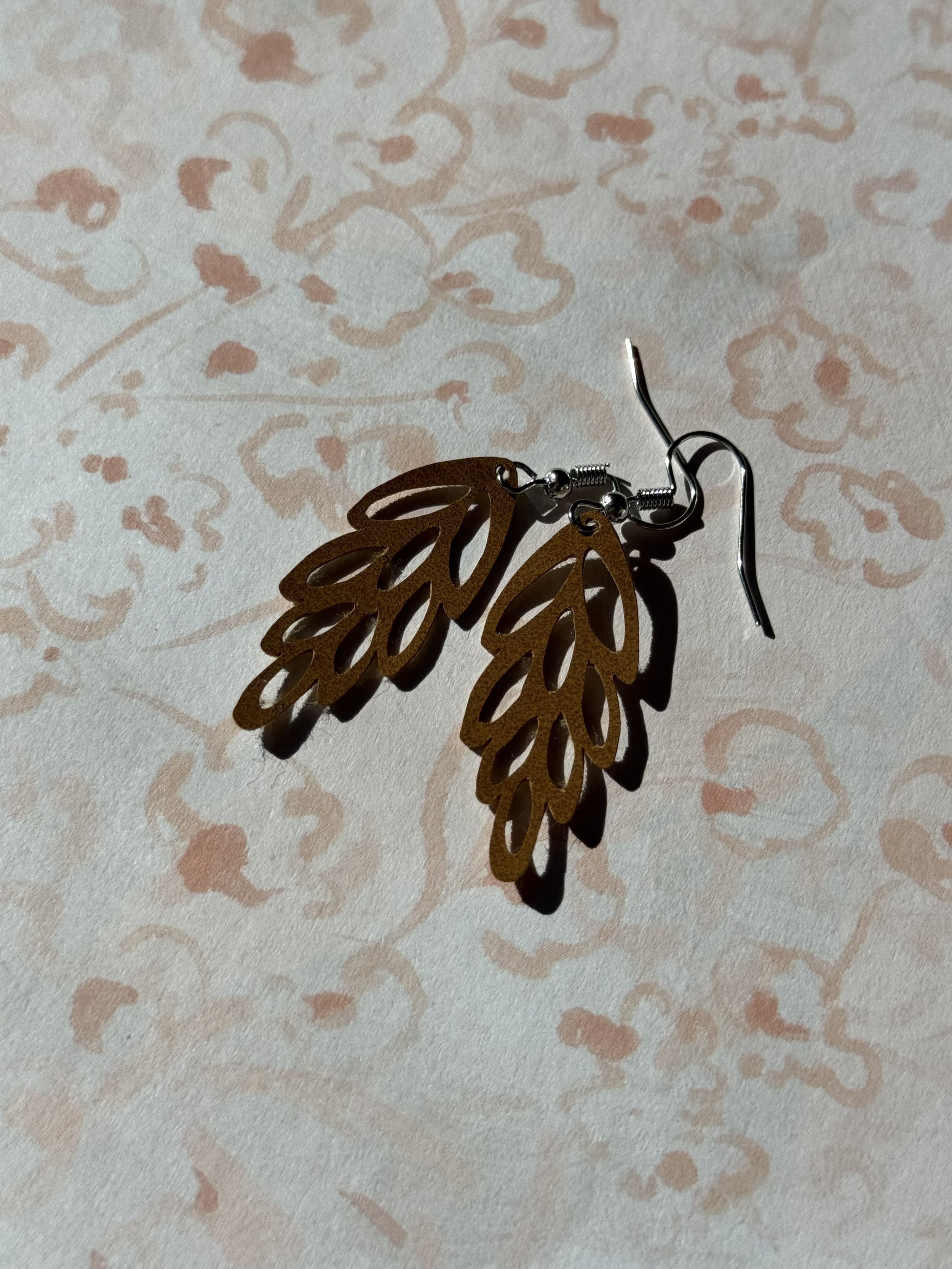 Elegant Suede Leaf Drop Earrings