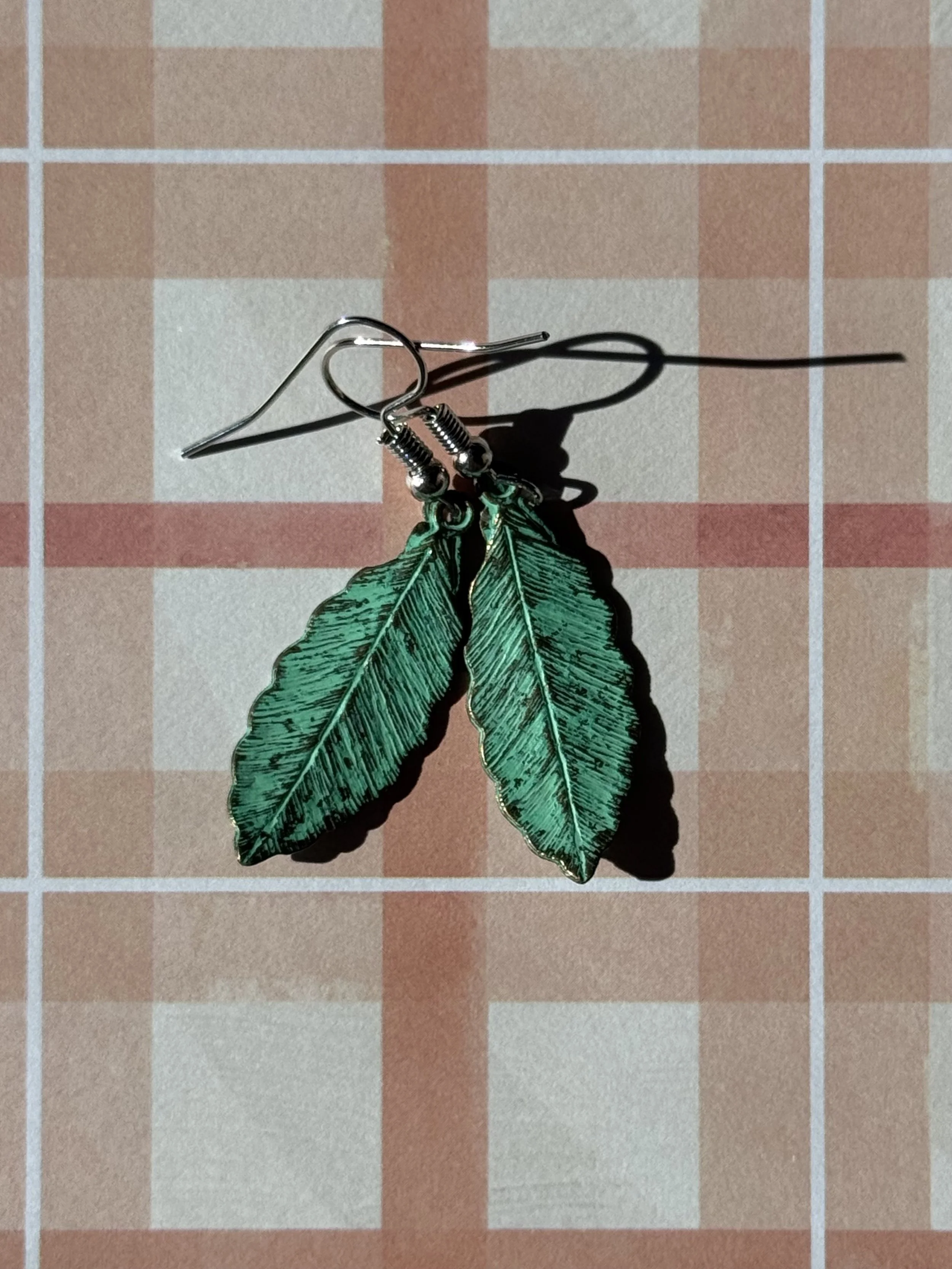 Rustic Feather Turquoise Earrings