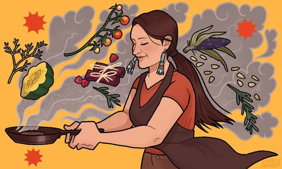 Cartoon Illustration of Mariah Gladstone