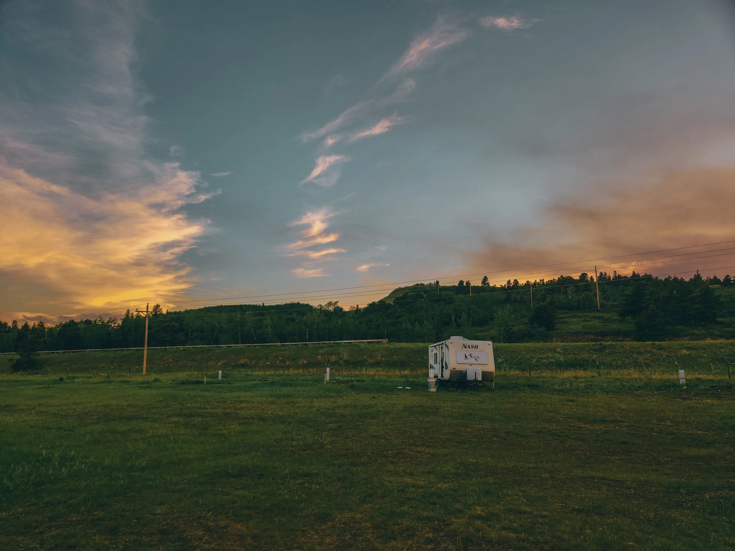 An RV in a field