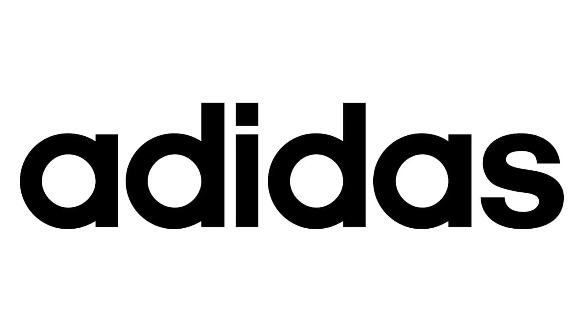 Black Adidas logo on a white background.