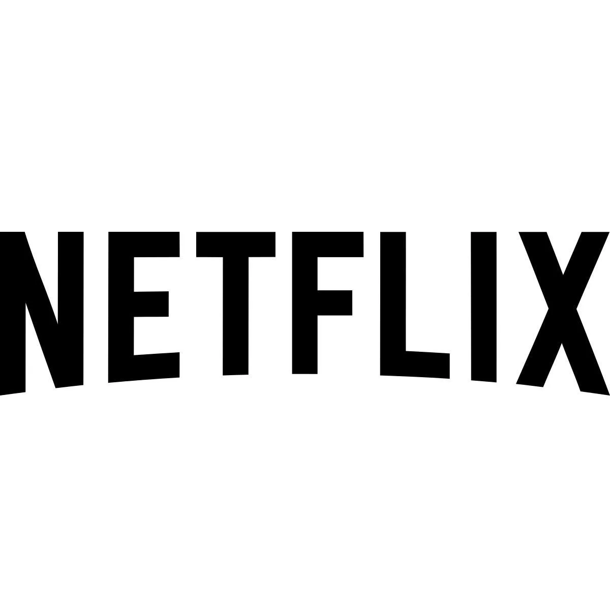 Netflix logo in black on a white background.