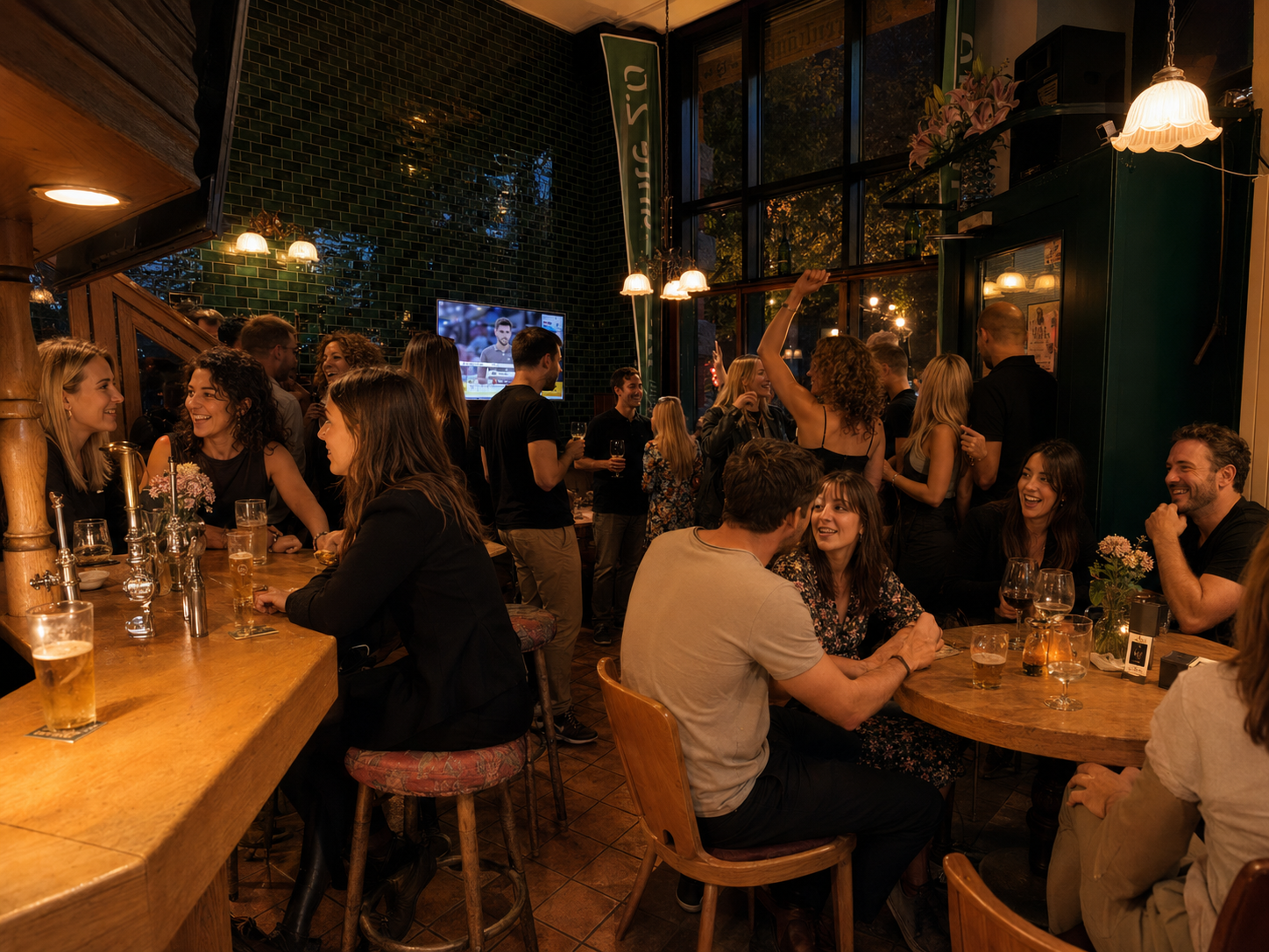 Lachende und tanzende Menschen feiern eine Party in der Klickmühle 2.0 in Hannover.