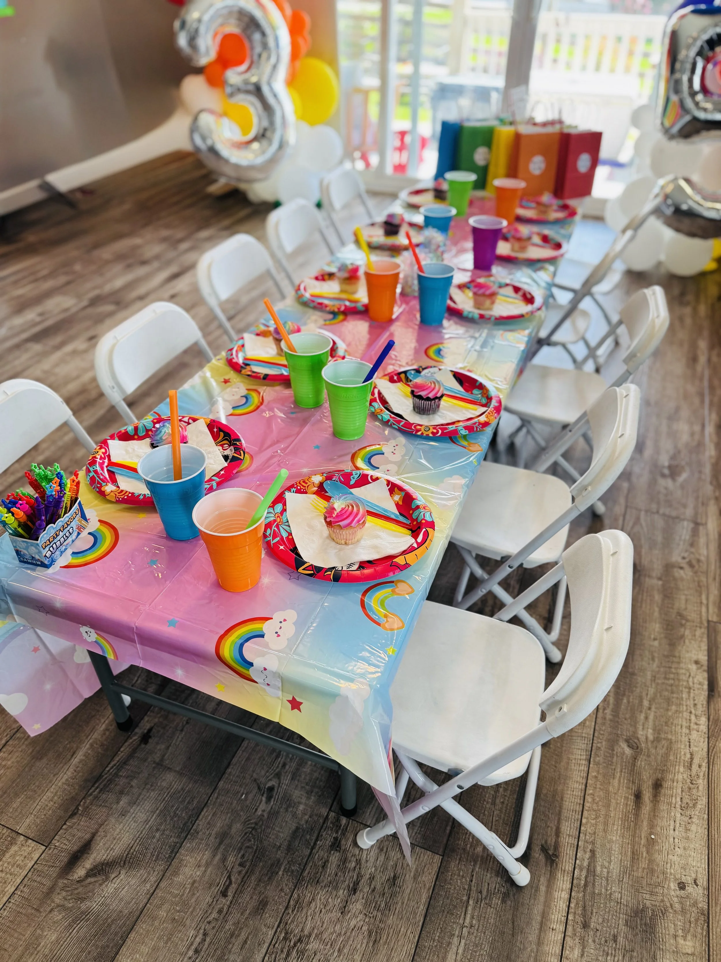 Rainbow Party decor kid's party table