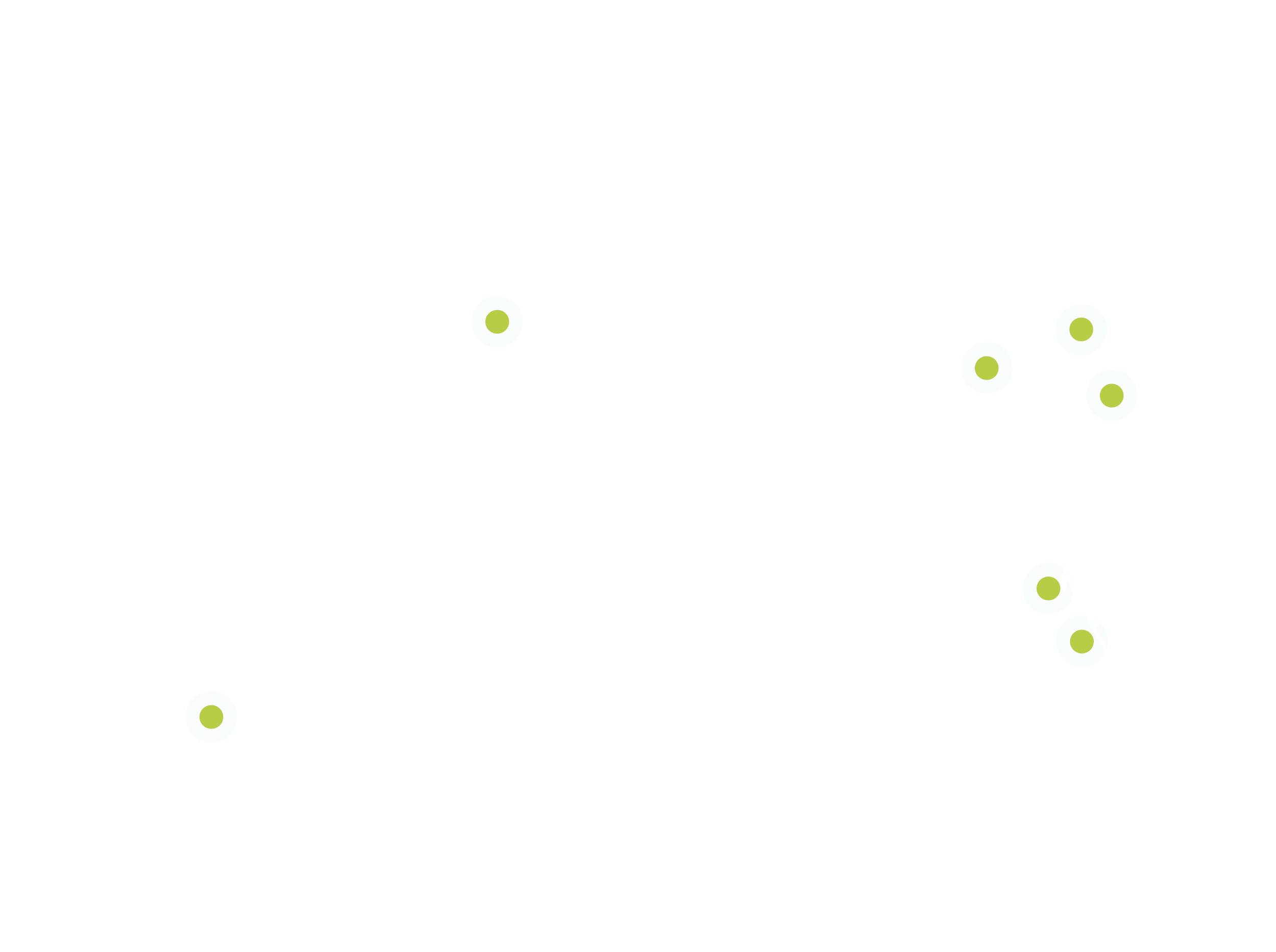 Map of the United States with colored circles marking specific locations, including California, Hawaii, Florida, and several northeastern states.