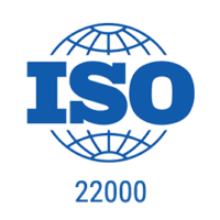 ISO 22000 certification logo with globe graphic