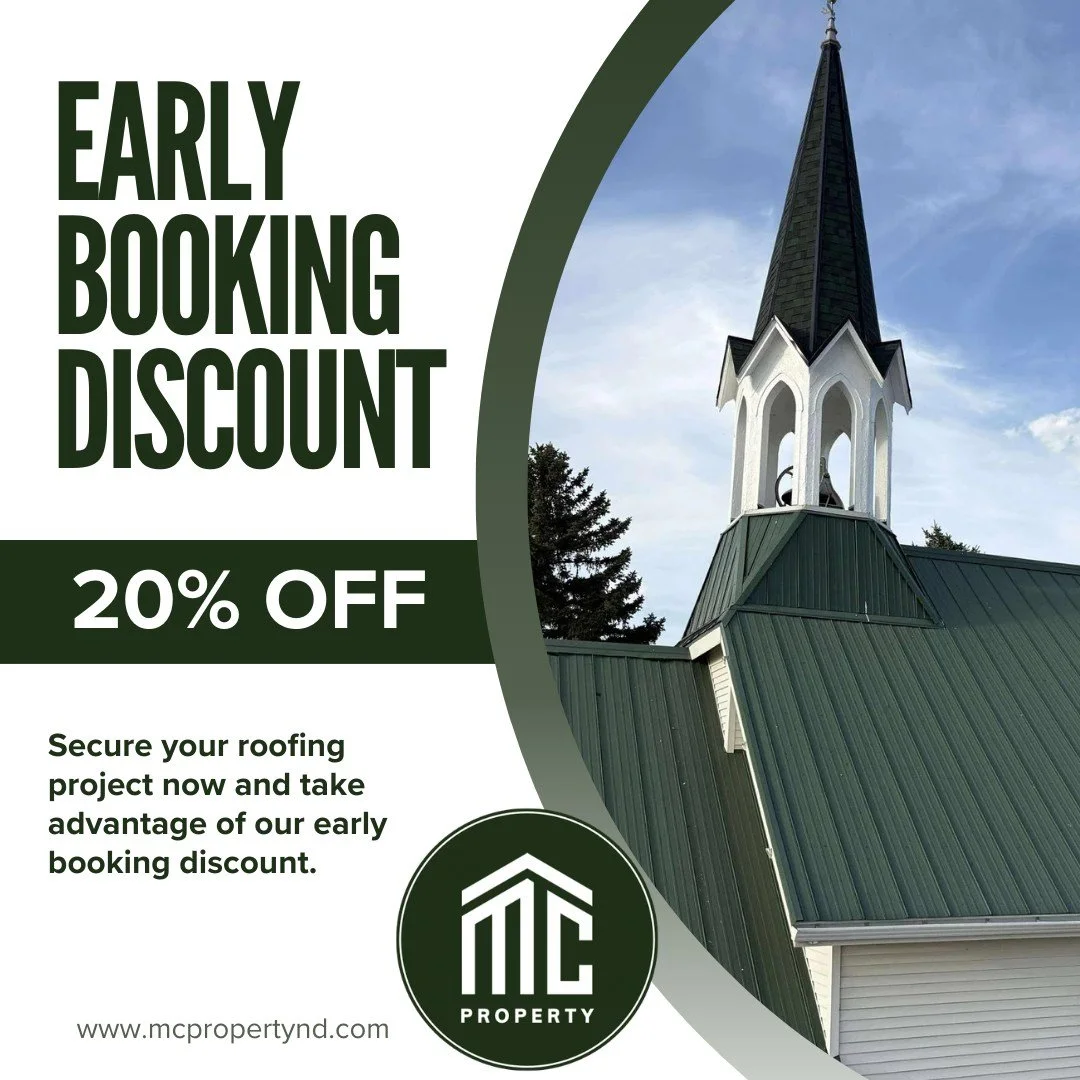 If you know your roof needs replaced this year, give us a call!
Early bookings receive discounted pricing.
Secure your spot now and lock in your discount!
701.621.0180