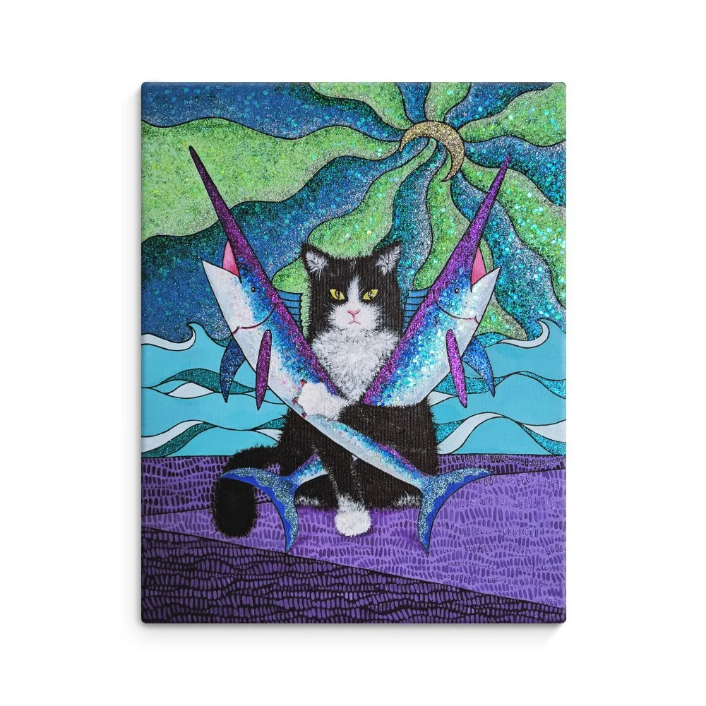 Two of Swords 10"x8" Hand Embellished Canvas Print