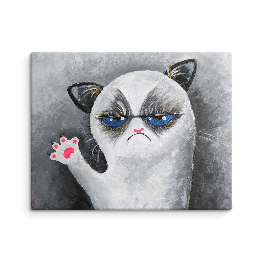 Grumpy Cat 8"x10" Hand Embellished Canvas Print