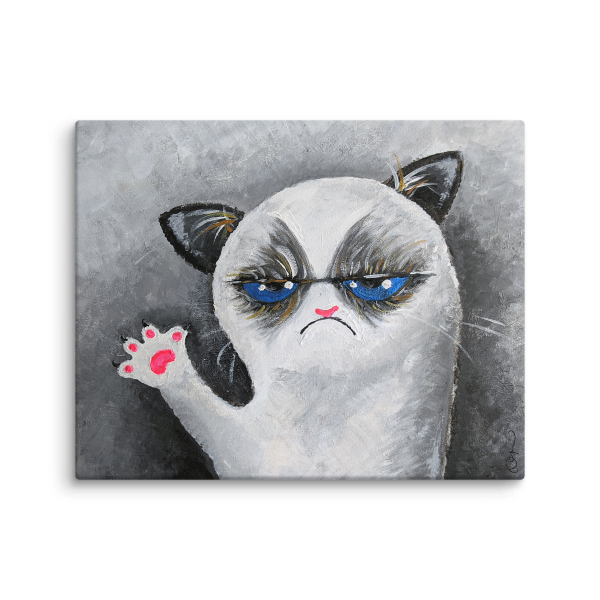 Grumpy Cat 8"x10" Hand Embellished Canvas Print