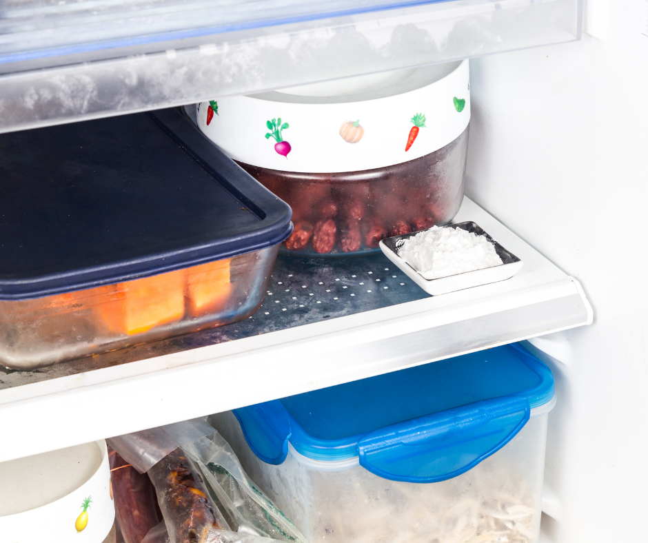baking soda in small bowl in refrigerator to keep smelling nice