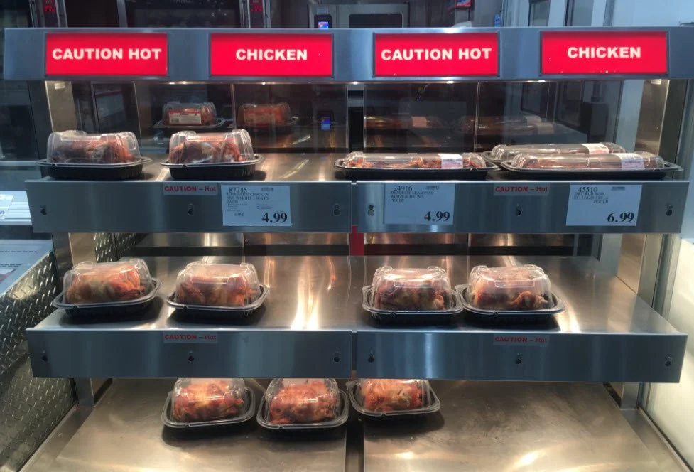 Costco Chickens all packaged ready to be picked up