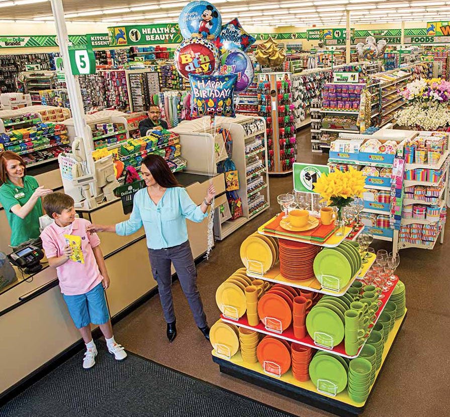 Woman and Child Checking out at Dollar Tree Store