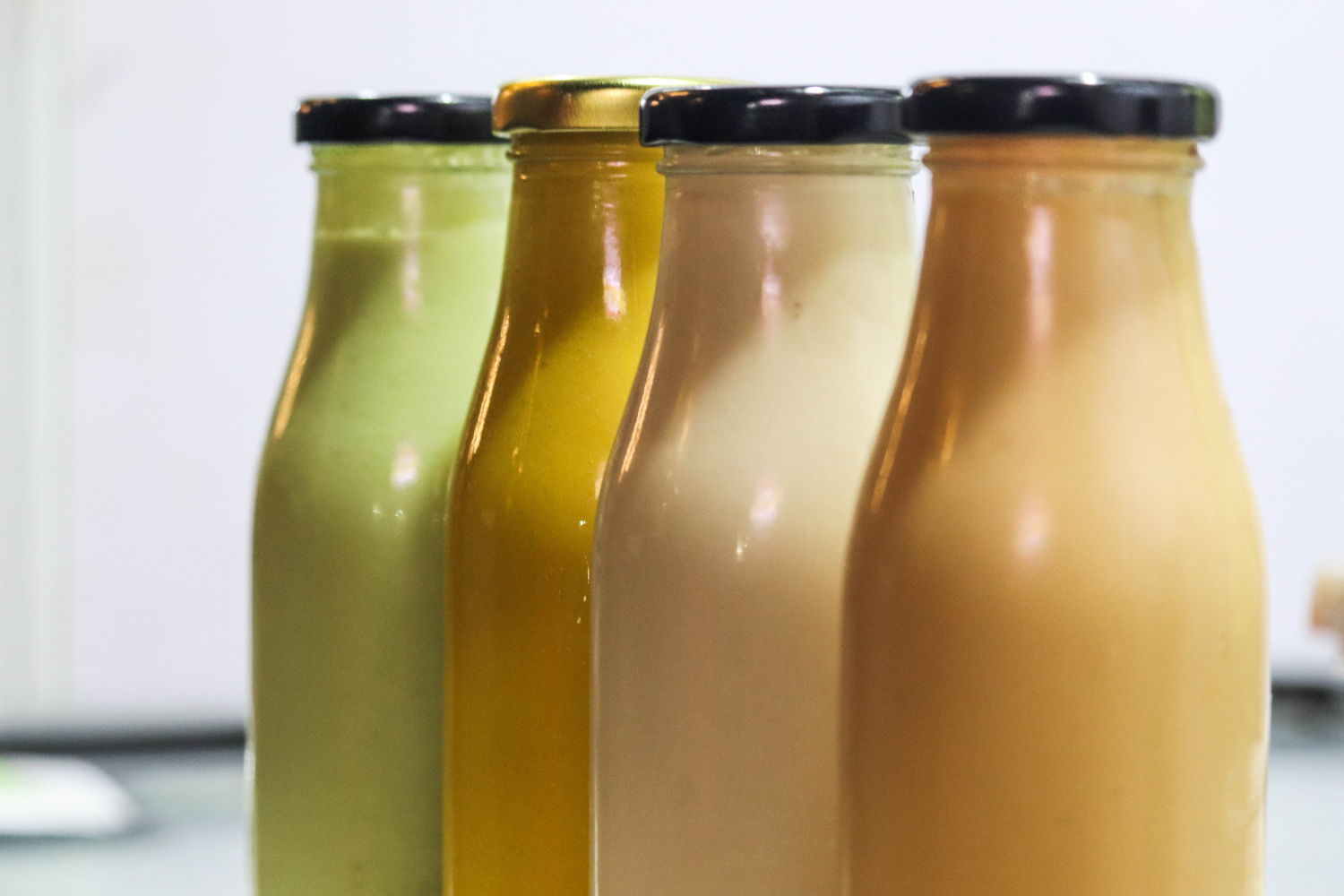 Homemade creamer in jars with lids