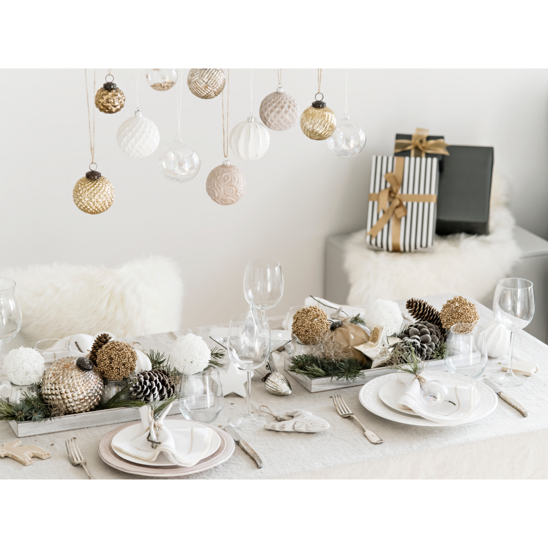 party decorations with pinecones