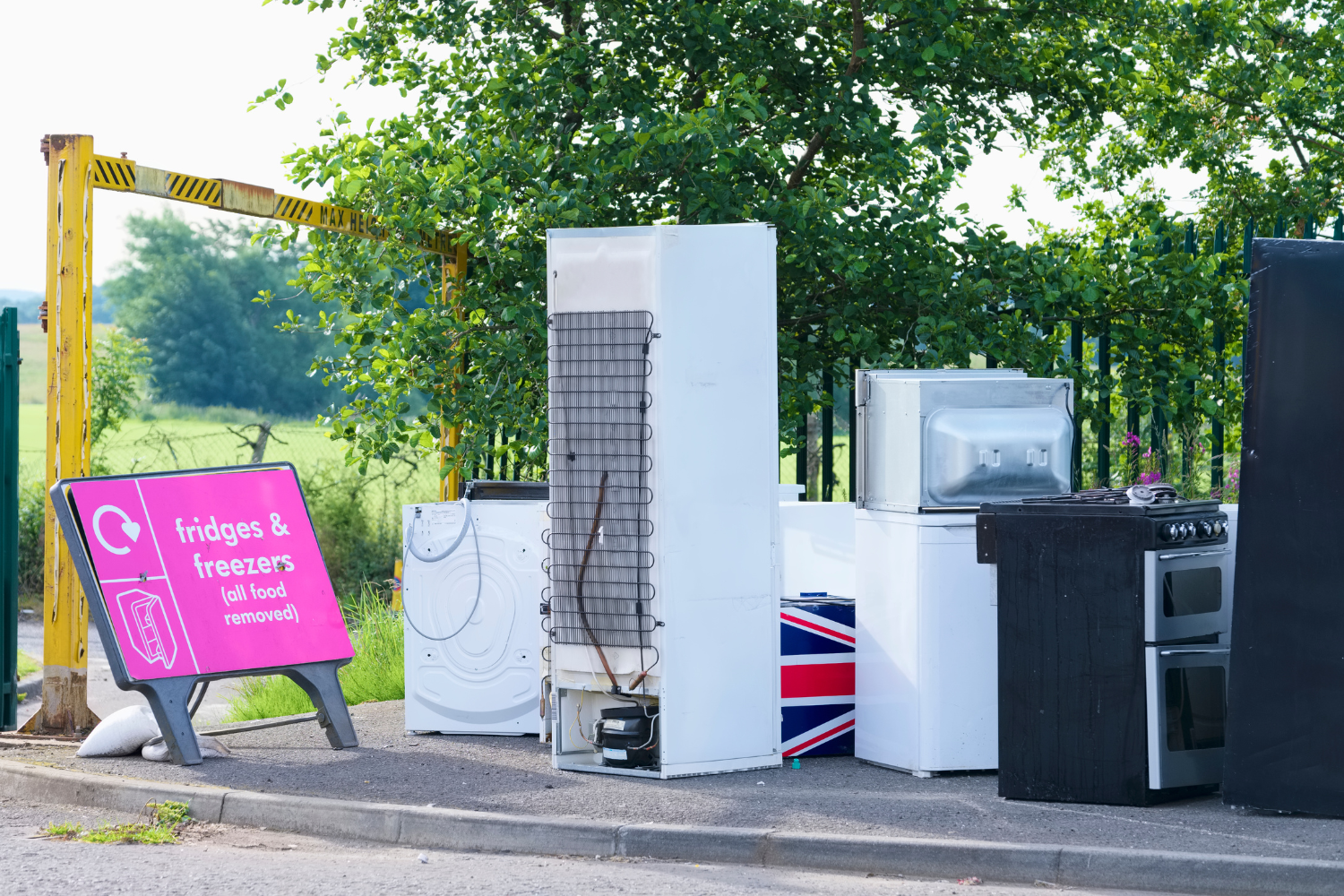Broken down appliances at recycling center for rebate