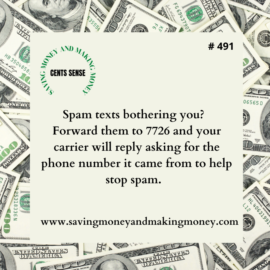 Cents Sense tip help getting rid of Spam texts!