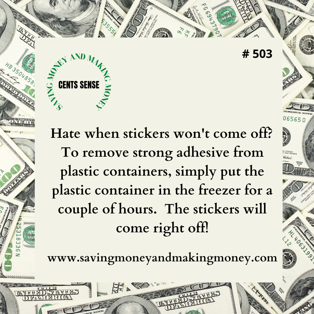 Cents Sense tip to remove stickers easily!