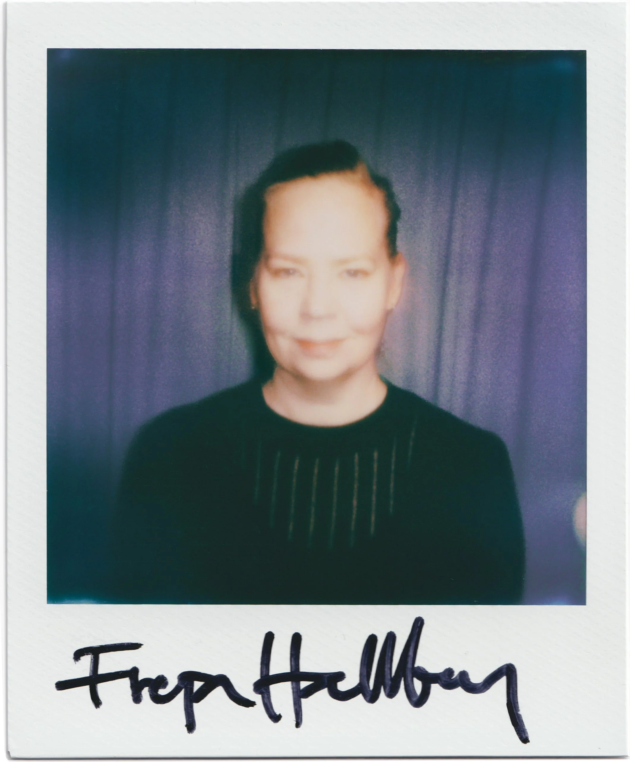 A poloroid picture of Freja Hallberg, taken by photographer Martin Brusewits.