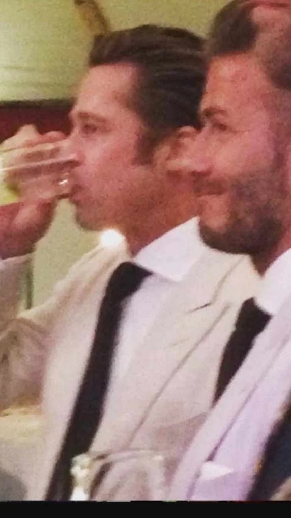 Brad Pitt Drinking Jam Inns Ice Sat Next To David Beckham At Guy Richie Wedding.. Yeah That’s Cool!