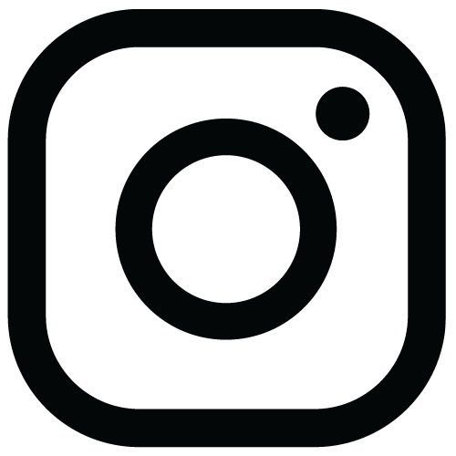 Instagram logo, a black and white icon with a rounded square outline and a small circle at the top right corner.