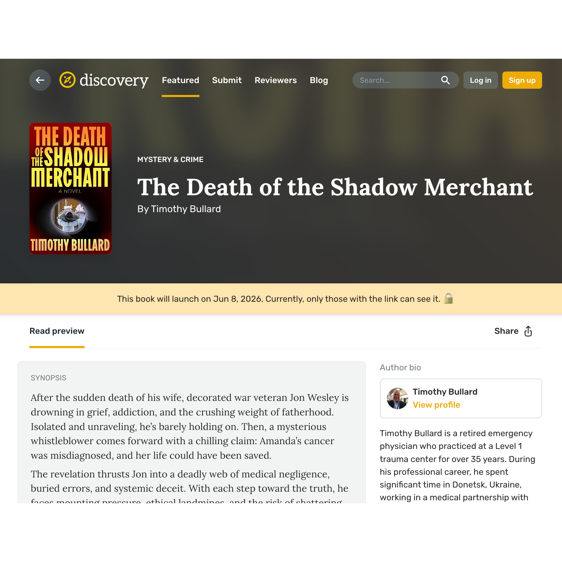 Death of the Shadow Merchant is Now on Reedsy Discovery 