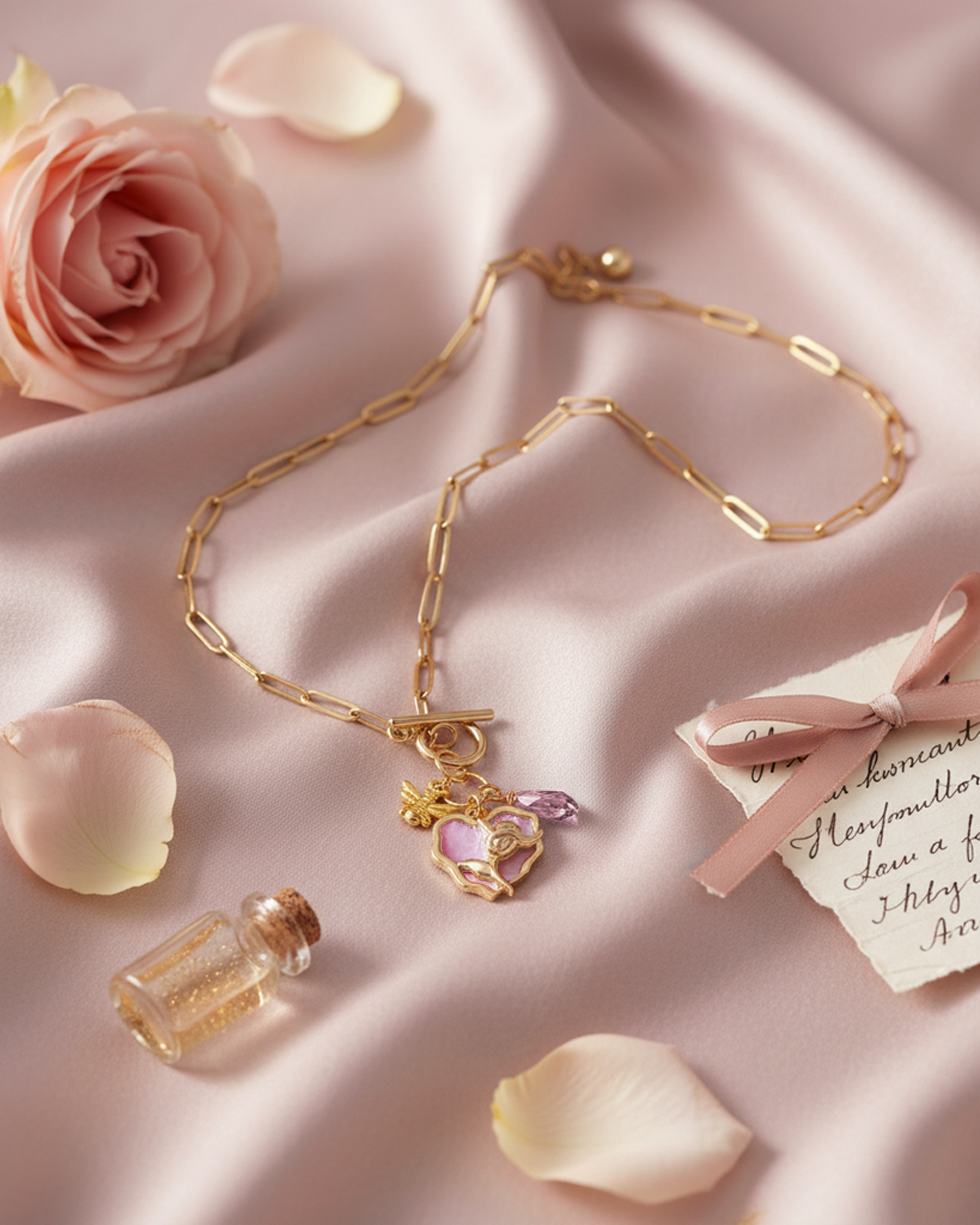 Blush Bee Heart Necklace