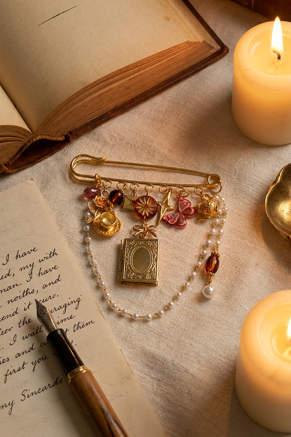 Writing Under The Stars Statement Charm Brooch