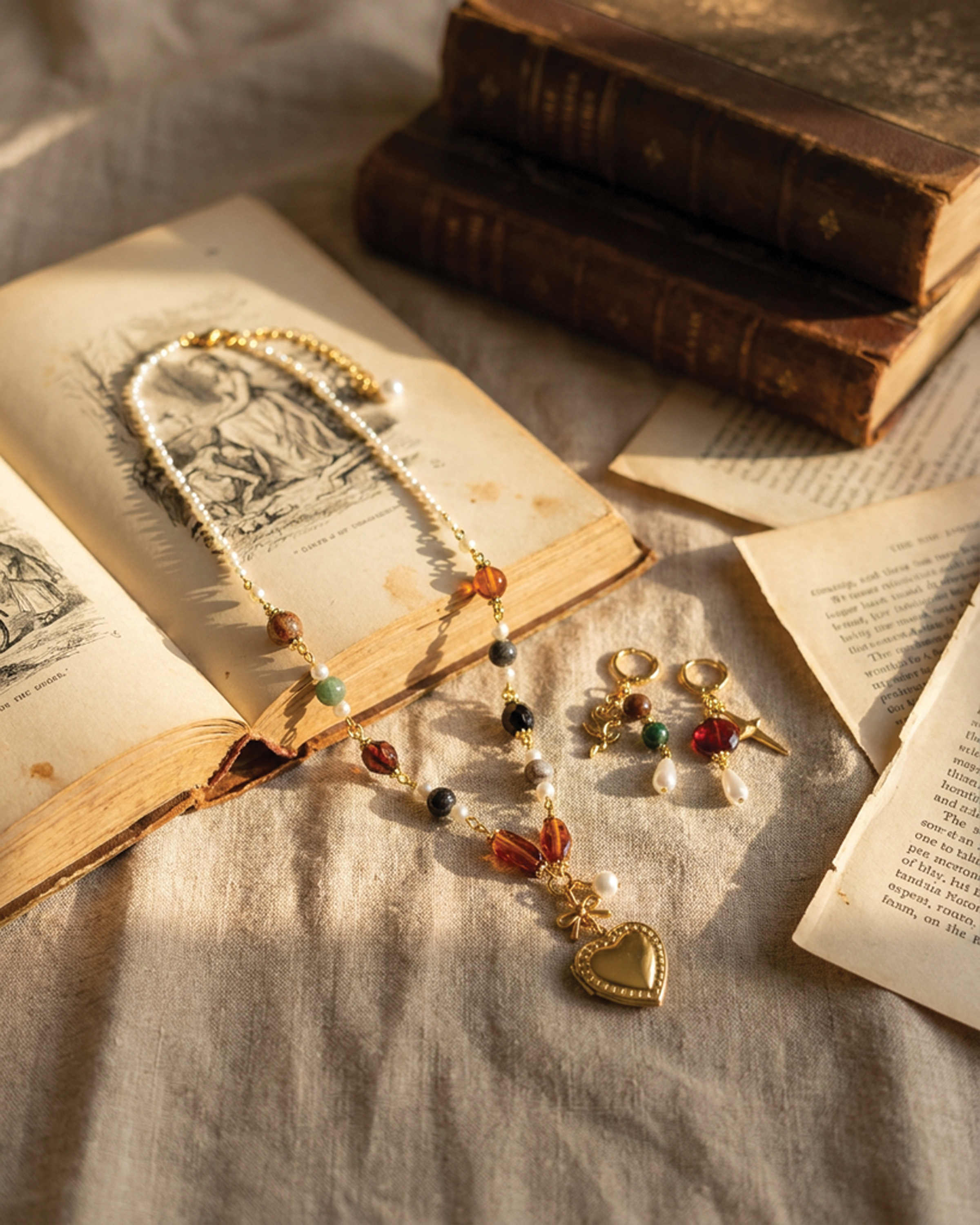 The Amber Keepsake Locket Set