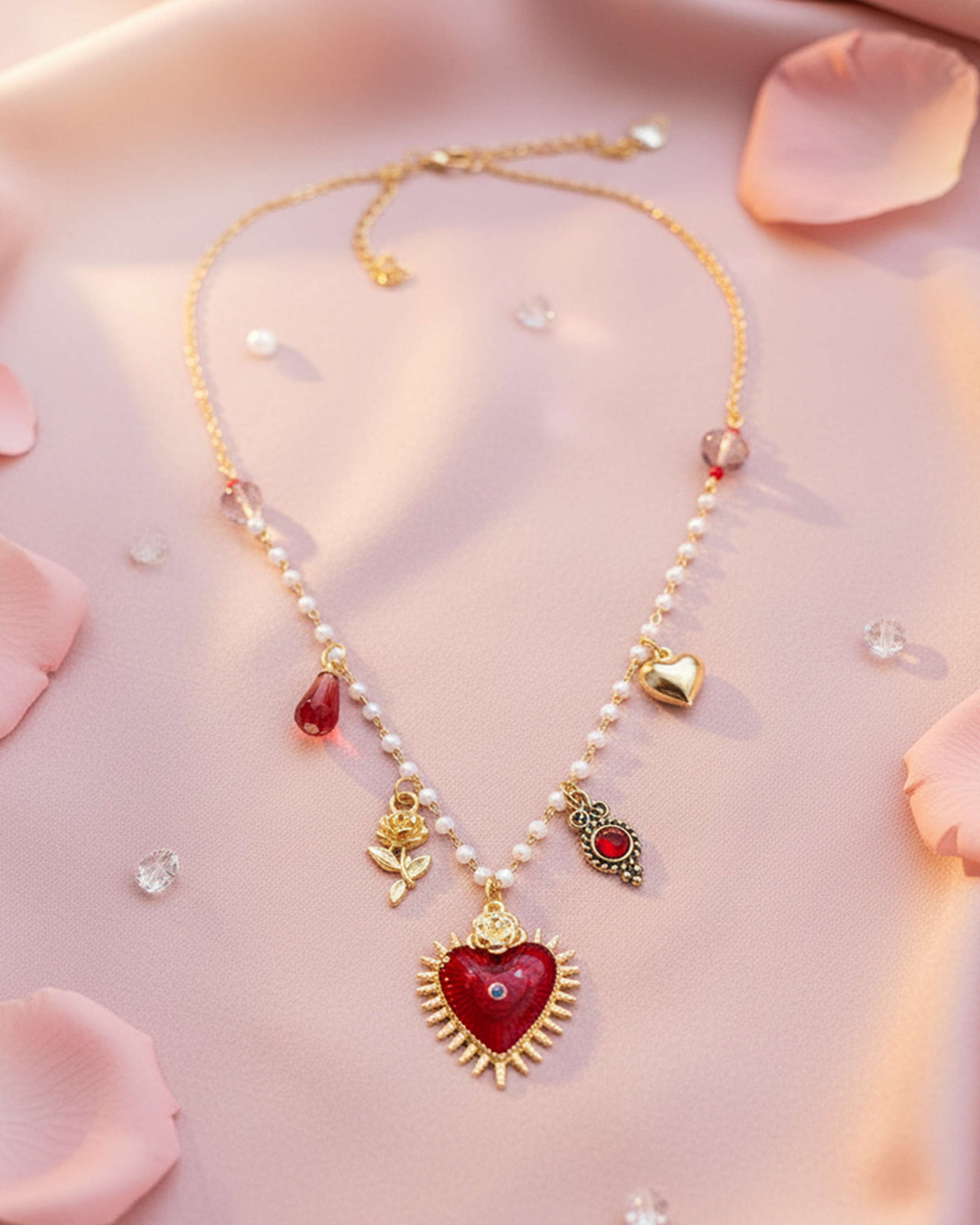 Crimson Keepsake Charm Necklace