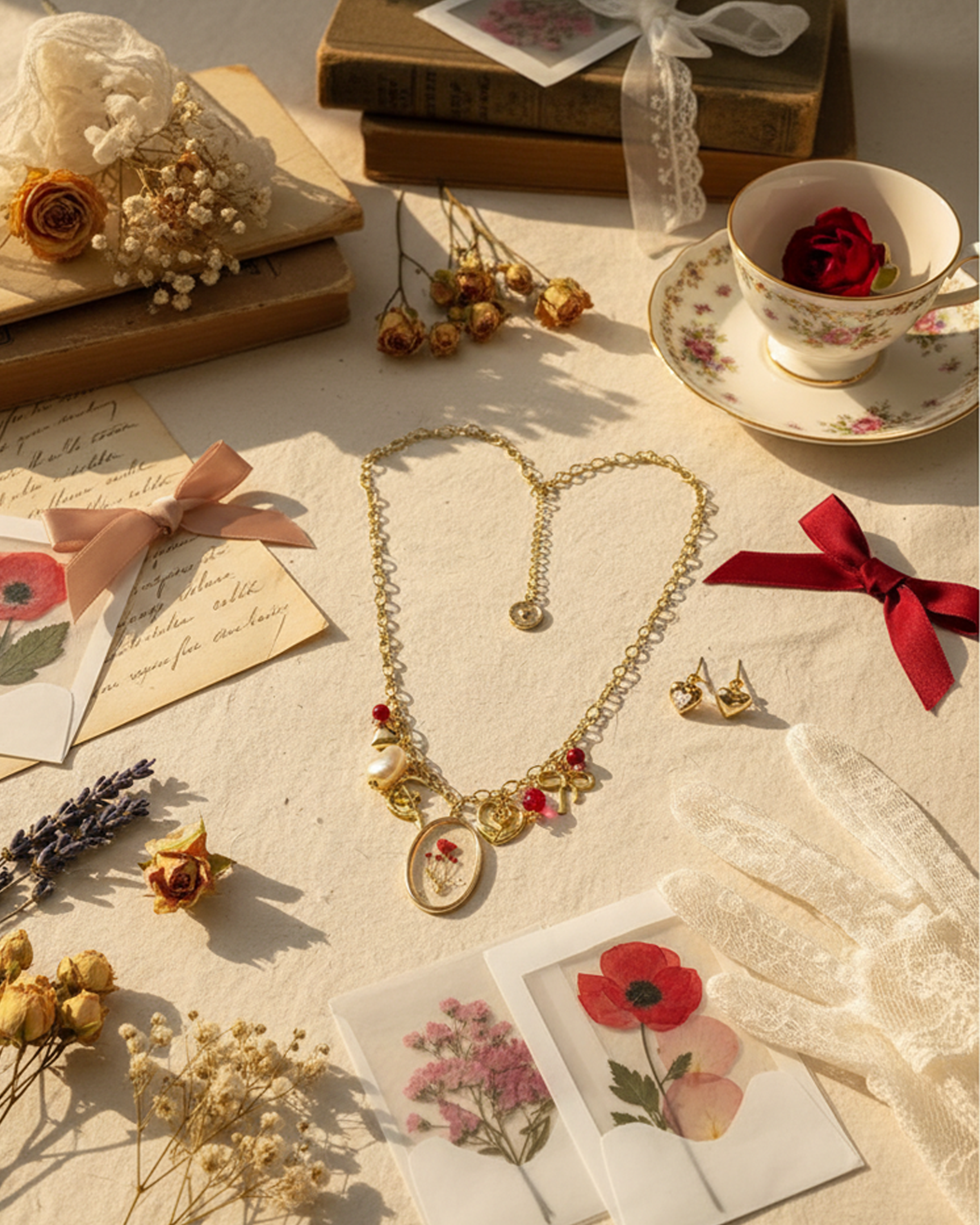 Crimson Meadow Keepsake Necklace
