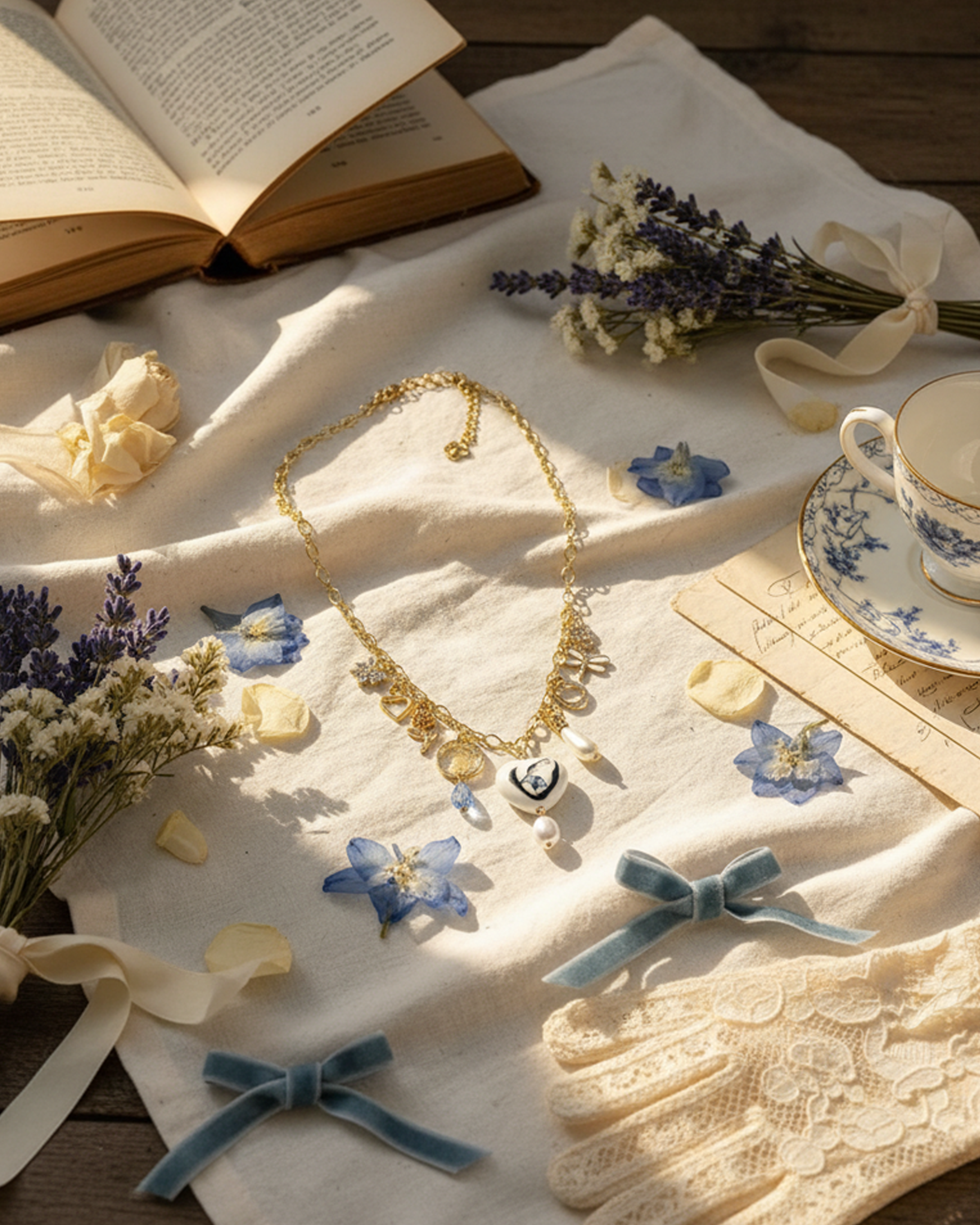 Bluebell Porcelain Heart Necklace