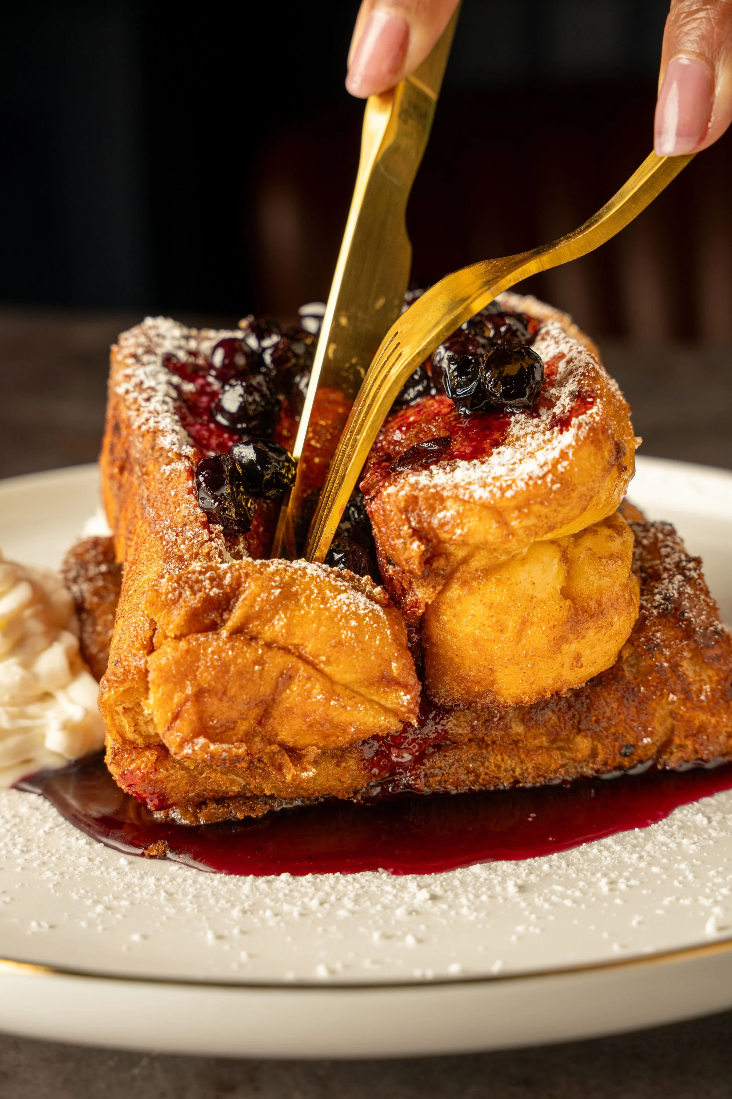 Toast Dem Sugar | 17  Amaretto French toast | berry compote | whipped cream