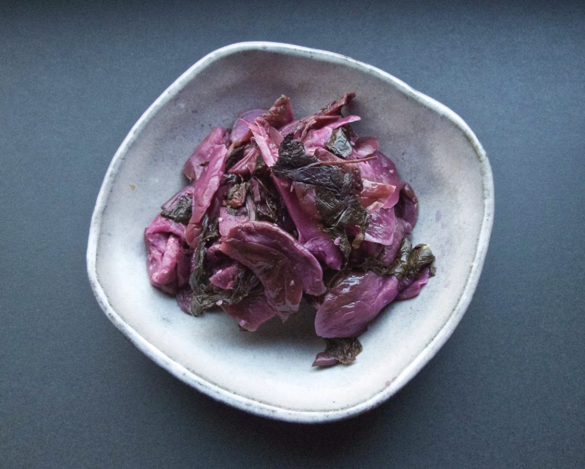 Shibazuke, a traditional Kyoto pickle made with eggplant and red shiso