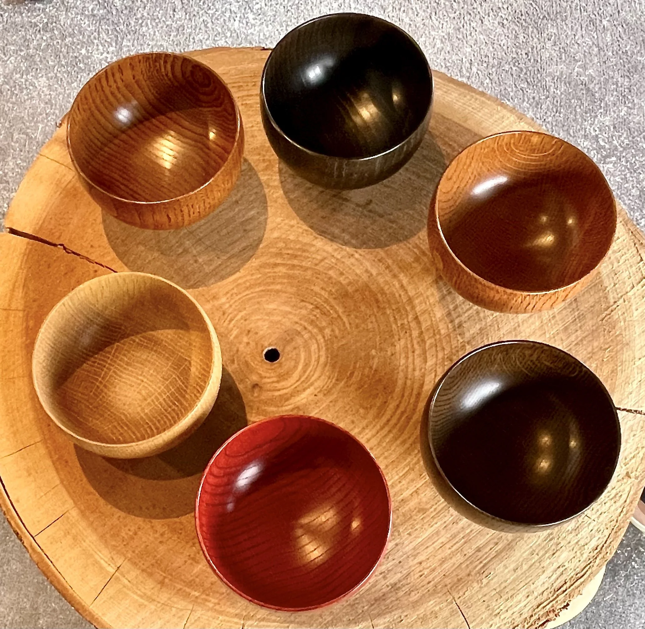 Yamanaka-shikki lacquer bowls in beech and zelkova with translucent finish revealing the natural wood grain