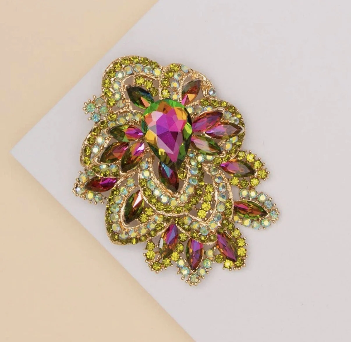 Radiant Multicolor Crystal Brooch