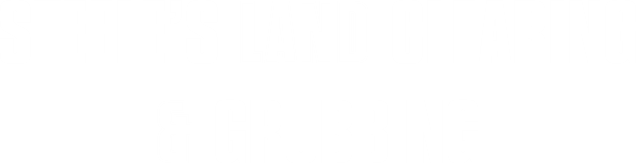 Black and white text graphic that reads: "Steele's Land Clearing & Grubbing" with a bold and simple font style.