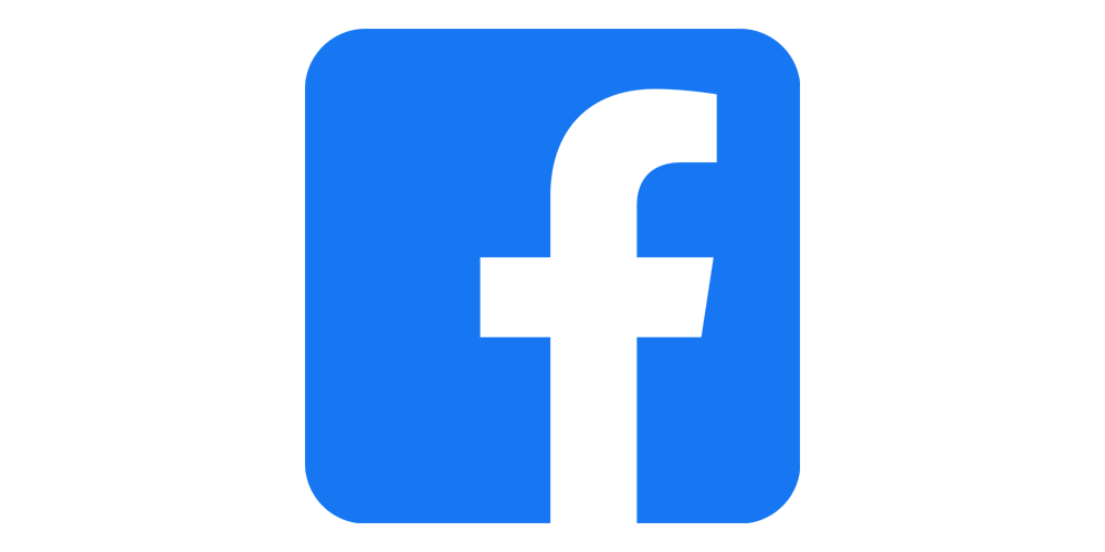Facebook logo with a blue square and a white lowercase 'f' in the center