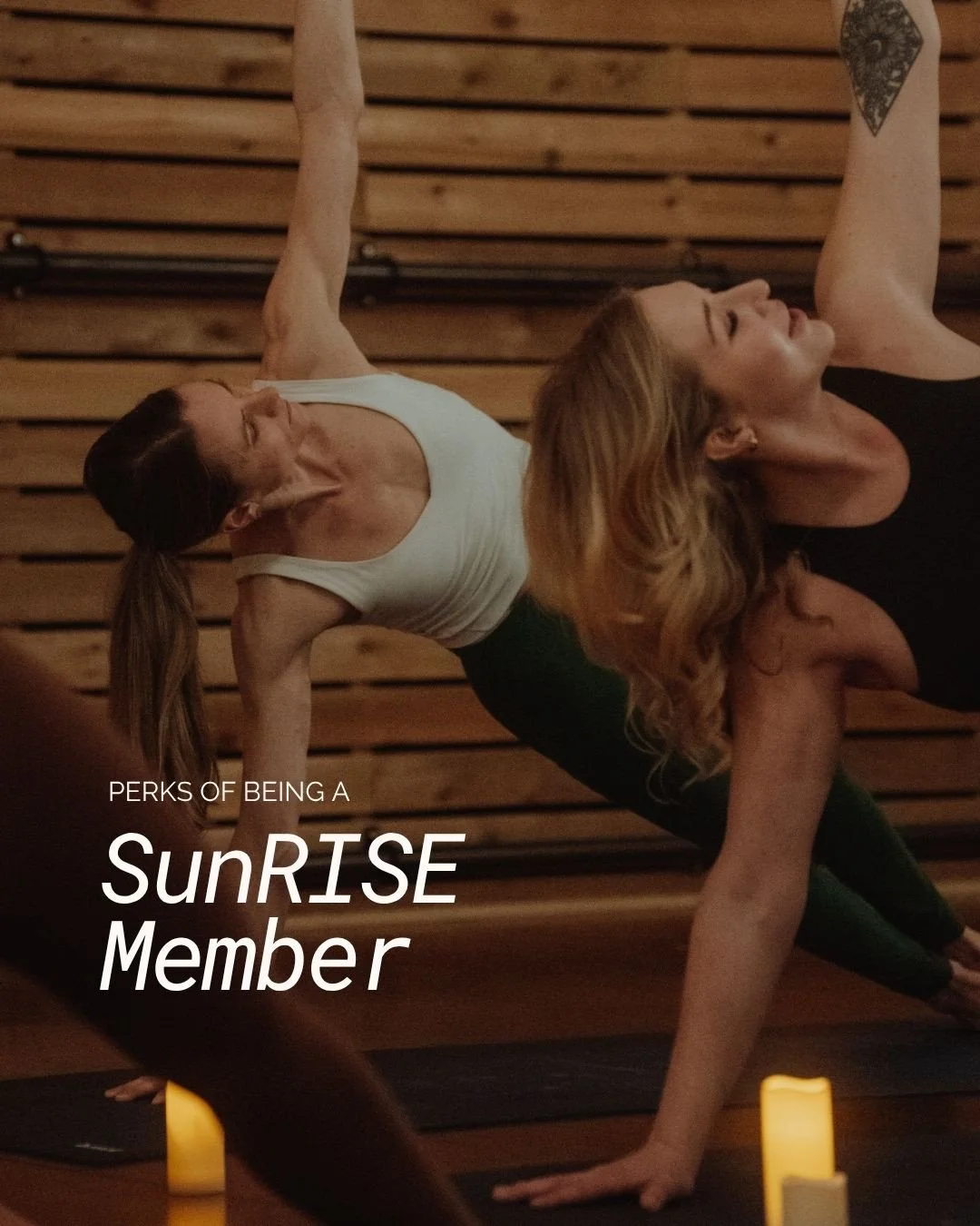 Being a SunRISE member comes with more than just classes. It&rsquo;s designed to support your routine both inside and outside the studio 🧘🏼⁠
⁠
With our new booking system comes updated perks designed around ease, access, and community. Your SunRISE