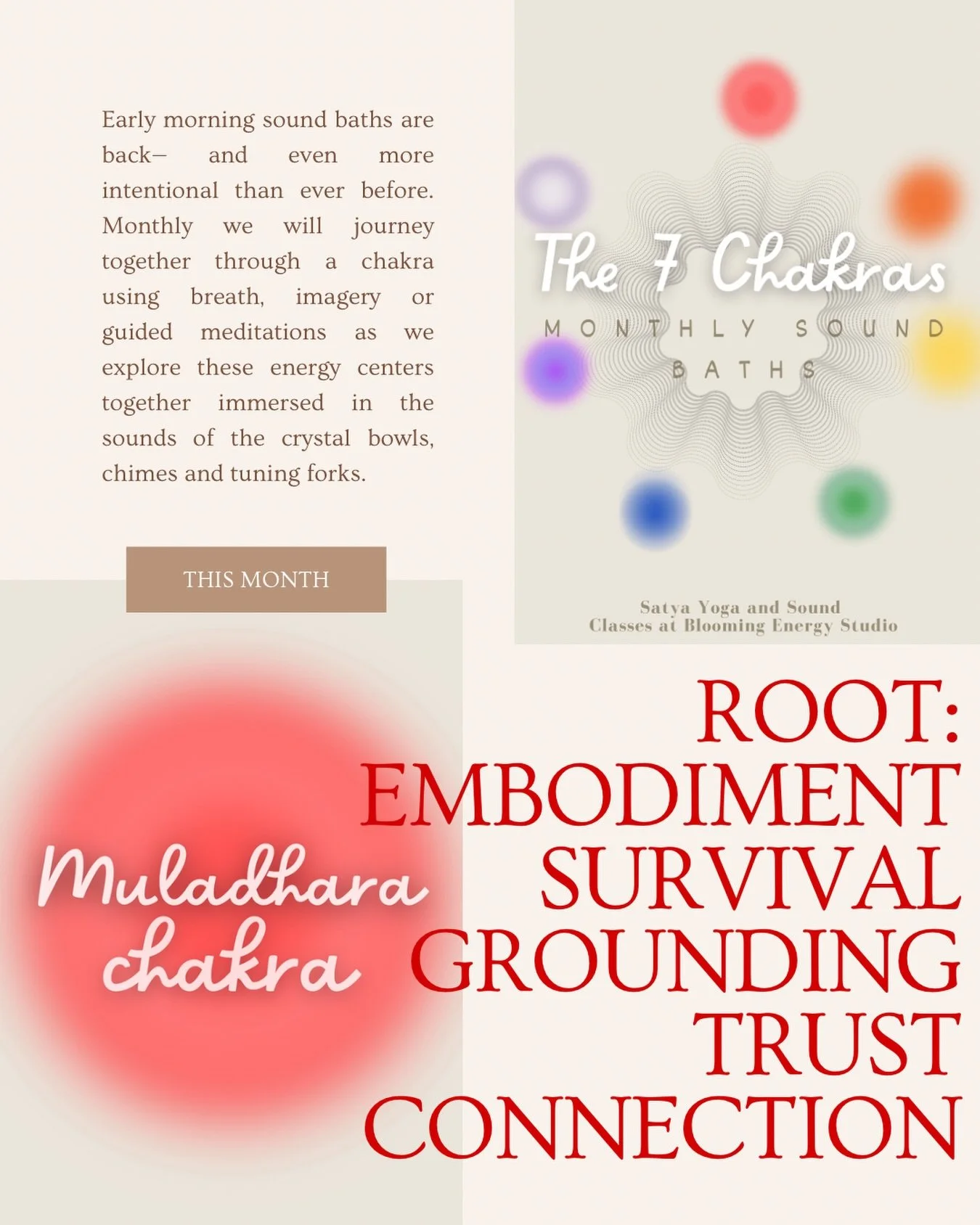 Settle into your tranquil hammock, bundled into your cocoon as your gentle guided back to your root chakra. 

January 25th&mdash;we&rsquo;ll journey through the muladhara together with guided imagery, breathwork and tunes from the beautiful chimes, t