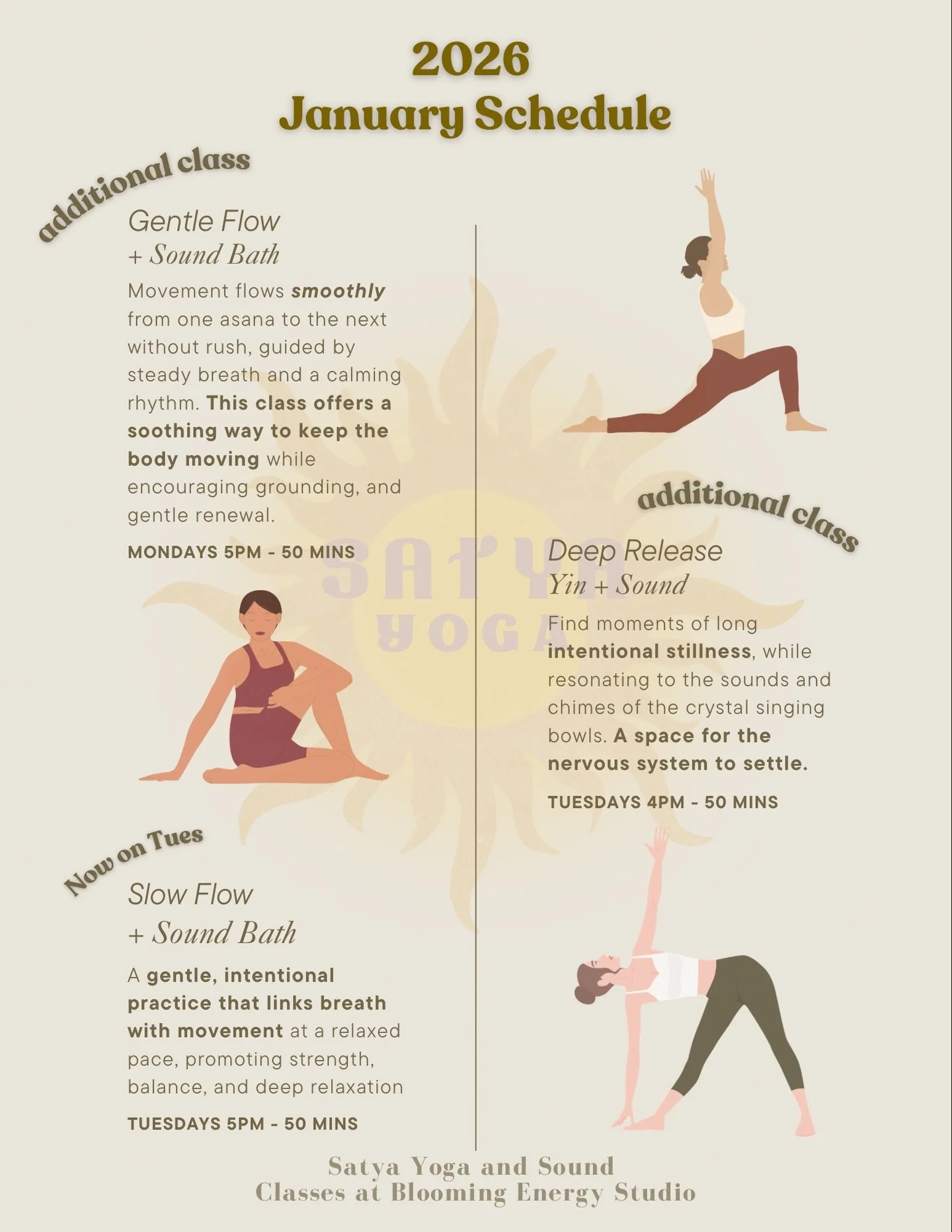 Updated class time-Mondays 

🌿 2026 is here

With the turning of the seasons&mdash;and the gentle opening of a new year&mdash;I&rsquo;m meeting you all back on the mat and with some fresh new heart-led offerings designed for slow beginnings and spac