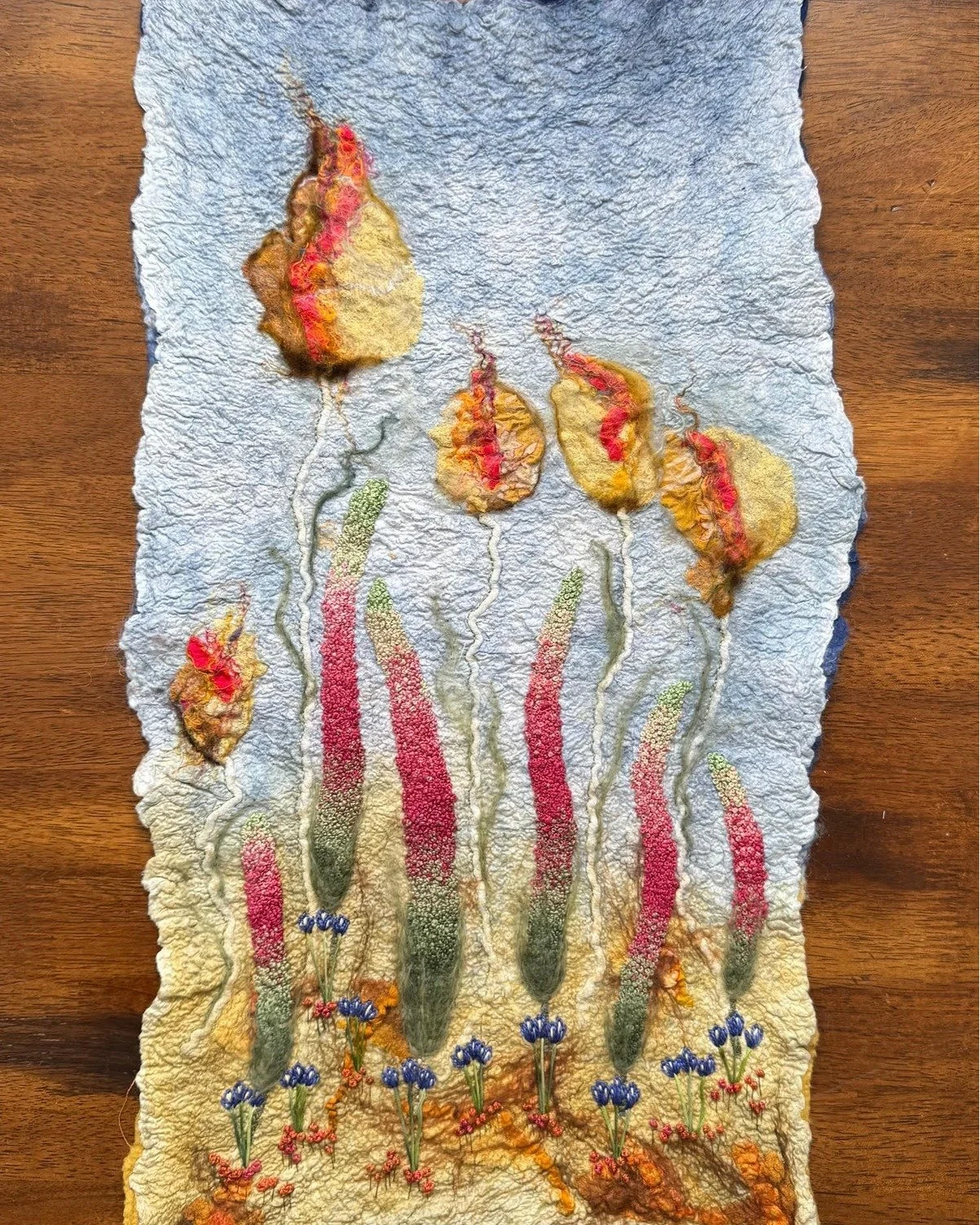 Here is an example of Joomchi from Cathy Cederlind. Come hear her  talk about this great process at the member's meeting March 21st (this Saturday) at the Clara Studios 10am-1pm. #fiberarts #textileart #sacart #scta #textilearts #fiberart #art